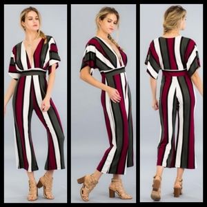 Striped Wide Leg Jumpsuit / Romper